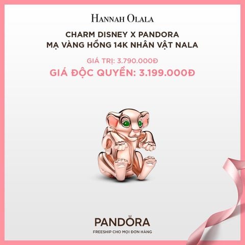  A97_DEAL 90: CHARM DISNEY X PANDORA MẠ VÀNG HỒNG 14K NHÂN VẬT NALA 
