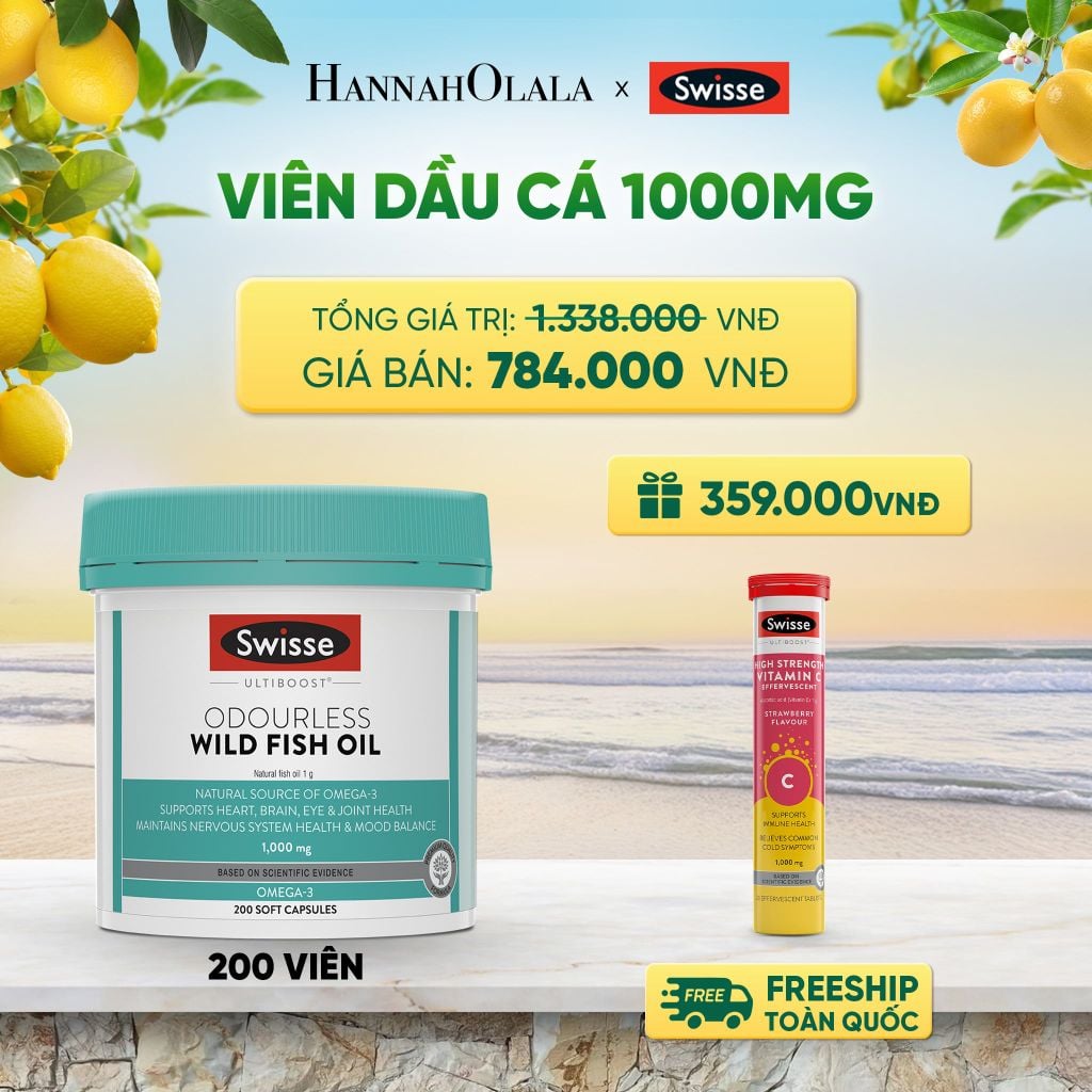  VIÊN DẦU CÁ SWISSE ULTIBOOST ODOURLESS WILD FISH OIL 1000MG (200 VIÊN) _ DEAL 2 - A1518 