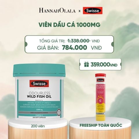  VIÊN DẦU CÁ SWISSE ULTIBOOST ODOURLESS WILD FISH OIL 1000MG (200 VIÊN) - A1081 