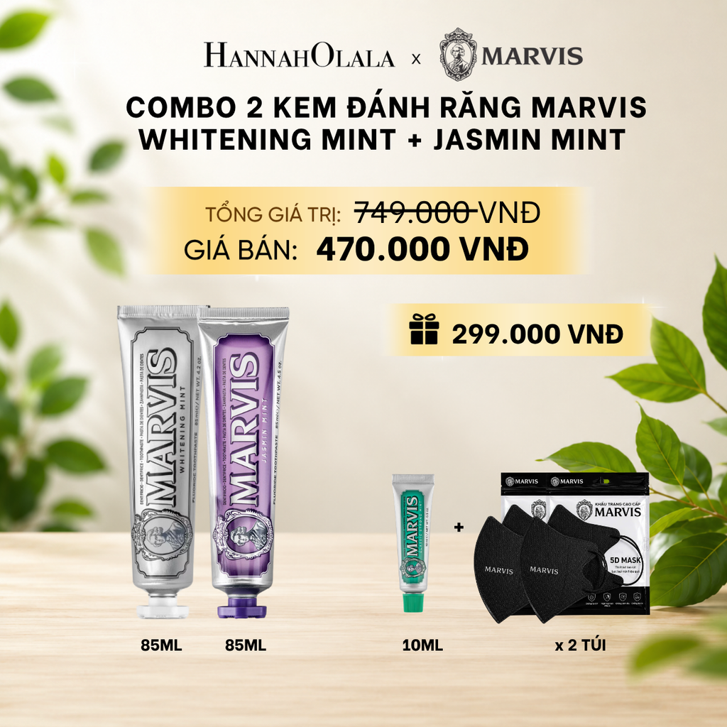  COMBO 2 KEM ĐÁNH RĂNG MARVIS 75ML/85ML - LÀM SẠCH RĂNG, GIỮ HƠI THỞ THƠM MÁT 
