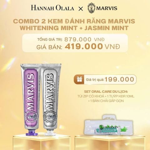  C222_DEAL 2: COMBO 2 KEM ĐÁNH RĂNG MARVIS 75ML/85ML - LÀM SẠCH RĂNG, GIỮ HƠI THỞ THƠM MÁT 