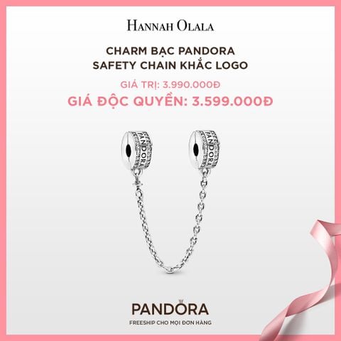  A35_DEAL 28: CHARM BẠC PANDORA SAFETY CHAIN KHẮC LOGO 