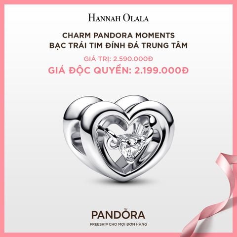  A37_DEAL 30: CHARM PANDORA MOMENTS BẠC TRÁI TIM ĐÍNH ĐÁ TRUNG TÂM 