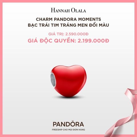  A100_DEAL 93: CHARM PANDORA MOMENTS BẠC TRÁI TIM TRÁNG MEN ĐỔI MÀU 