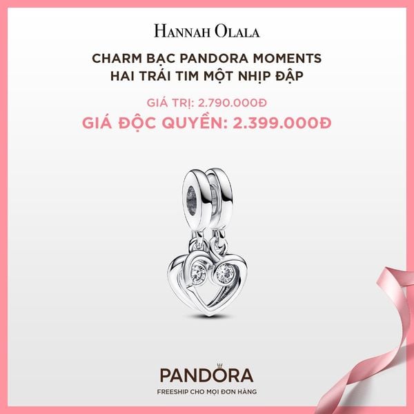  A102_DEAL 95: CHARM BẠC PANDORA MOMENTS HAI TRÁI TIM MỘT NHỊP ĐẬP 