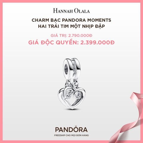  A102_DEAL 95: CHARM BẠC PANDORA MOMENTS HAI TRÁI TIM MỘT NHỊP ĐẬP 