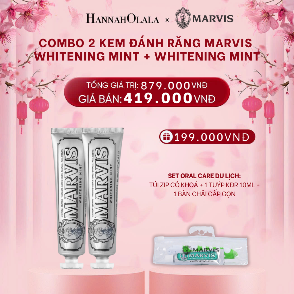  DEAL 2: COMBO 2 KEM ĐÁNH RĂNG MARVIS 75ML/85ML - LÀM SẠCH RĂNG, GIỮ HƠI THỞ THƠM MÁT 