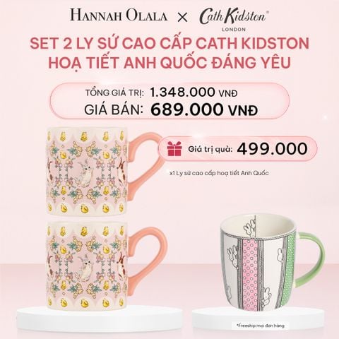  E356_DEAL 7: SET 2 LY SỨ CAO CẤP CATH KIDSTON HOẠ TIẾT ANH QUỐC ĐÁNG YÊU 
