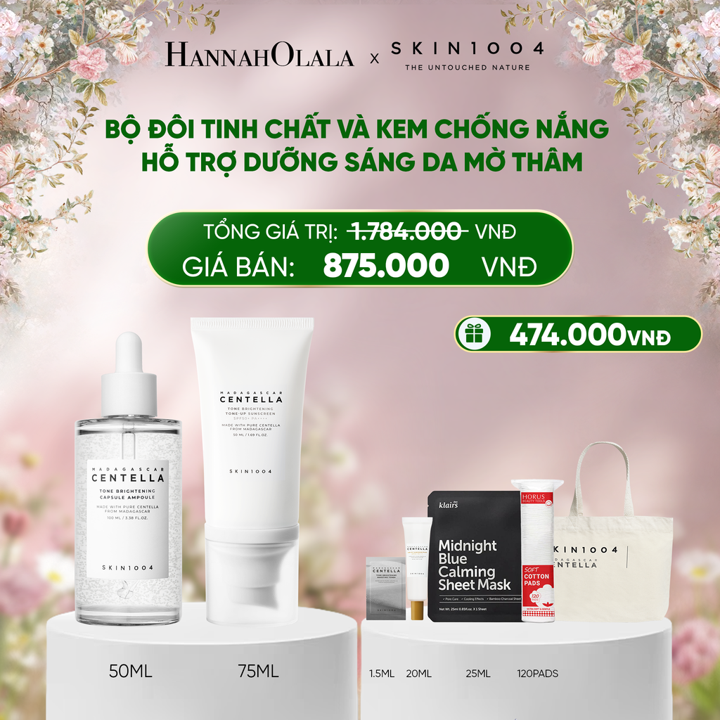  DEAL 10: COMBO: SKIN1004 KEM CHỐNG NẮNG MADAGASCAR CENTELLA TONE BRIGHTENING TONE-UP SUNSCREEN SPF50+ PA++++ 50ML + SKIN1004 TINH CHẤT MADAGASCAR CENTELLA TONE BRIGHTENING CAPSULE AMPOULE 100ML 
