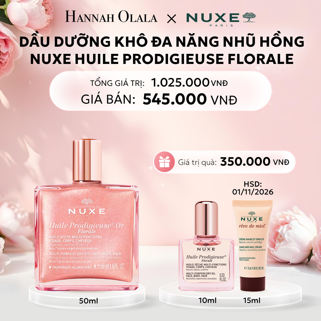  E612: DEAL 4: DẦU DƯỠNG KHÔ ĐA NĂNG ÁNH NHŨ NUXE HUILE PRODIGIEUSE SHIMMERING DRY OIL 50ML (CHỌN HƯƠNG) - [GIAO HÀNG TỪ 03/10] 