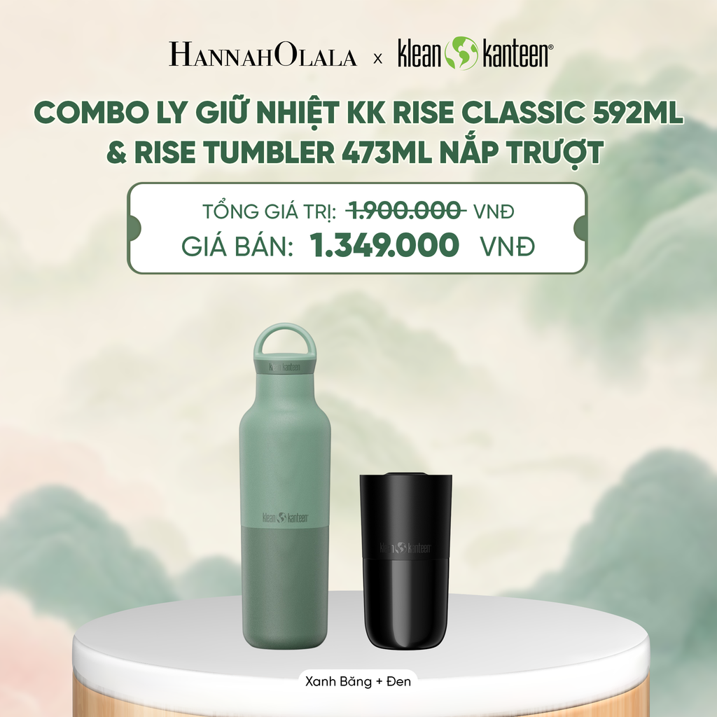  COMBO LY GIỮ NHIỆT KLEAN KANTEEN RISE CLASSIC 592ML & RISE TUMBLER 473ML NẮP TRƯỢT CHẤT LIỆU INOX 18/8 - A4028 