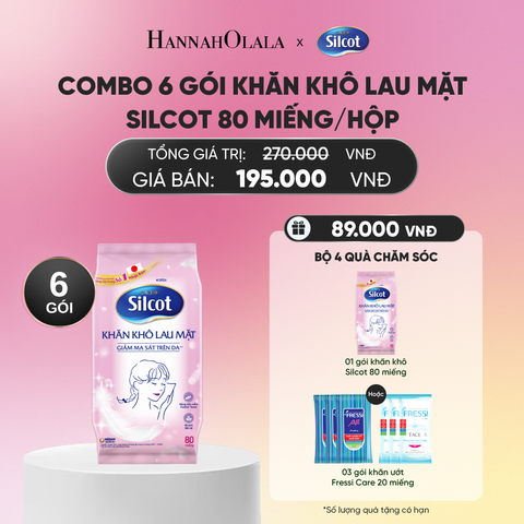  COMBO 6 GÓI KHĂN KHÔ LAU MẶT SILCOT 80 MIẾNG/HỘP_A530 