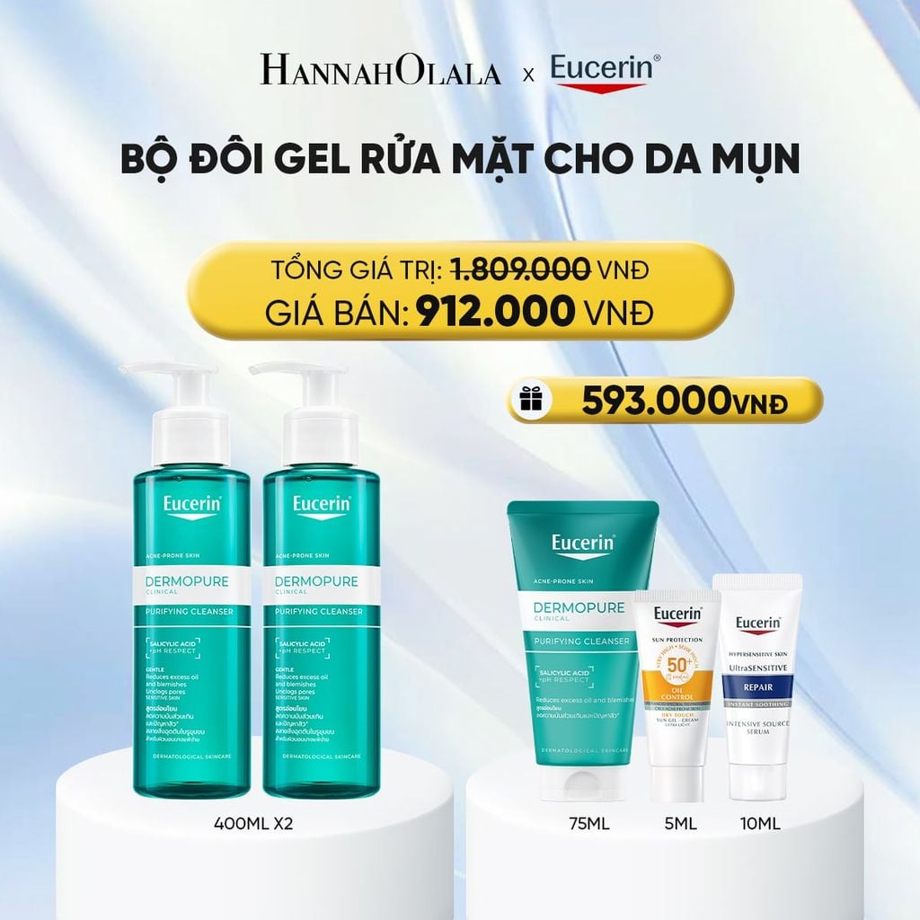  BỘ 02 GEL RỬA MẶT DERMOPURE CLINICAL PURIFYING CLEANSER 400ML - DEAL 7 