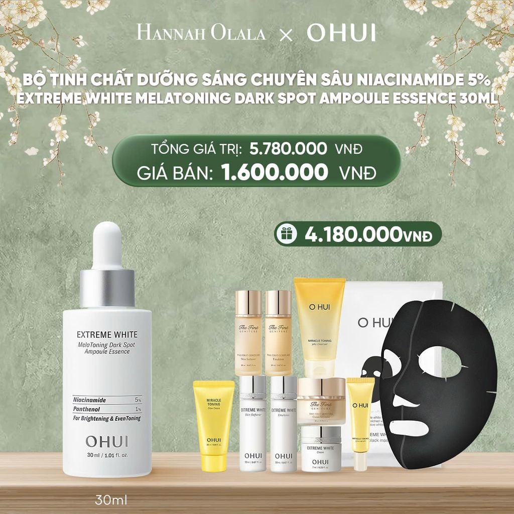  DEAL46: BỘ TINH CHẤT DƯỠNG SÁNG CHUYÊN SÂU NIACINAMIDE 5% EXTREME WHITE MELATONING DARK SPOT AMPOULE ESSENCE 30ML 