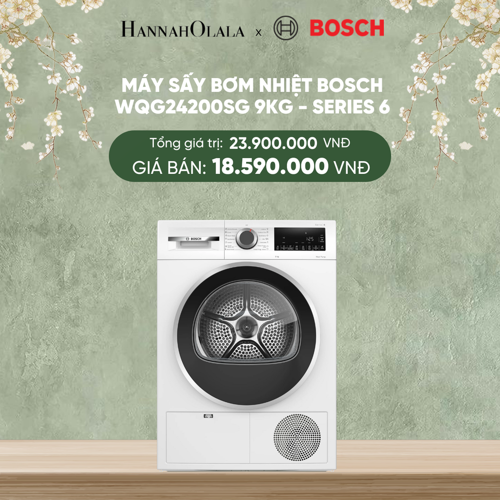  DEAL 7: MÁY SẤY BƠM NHIỆT BOSCH WQG24200SG 9KG - SERIES 6 