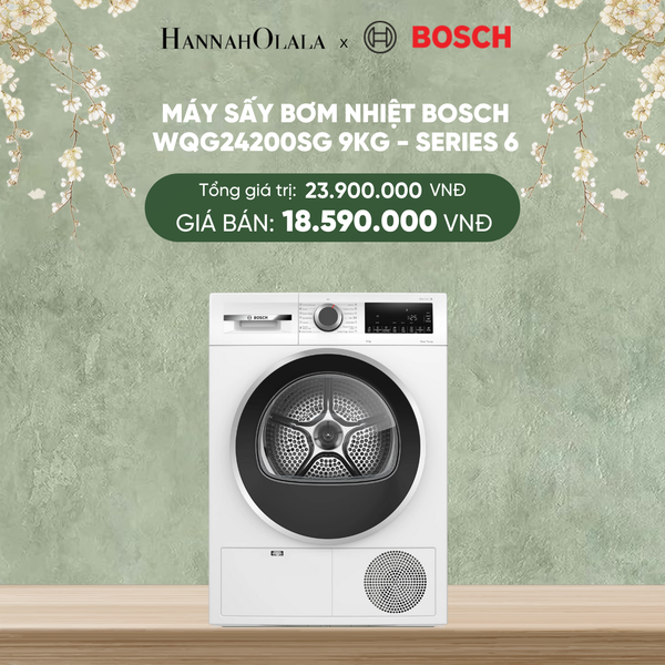  DEAL 7: MÁY SẤY BƠM NHIỆT BOSCH WQG24200SG 9KG - SERIES 6 