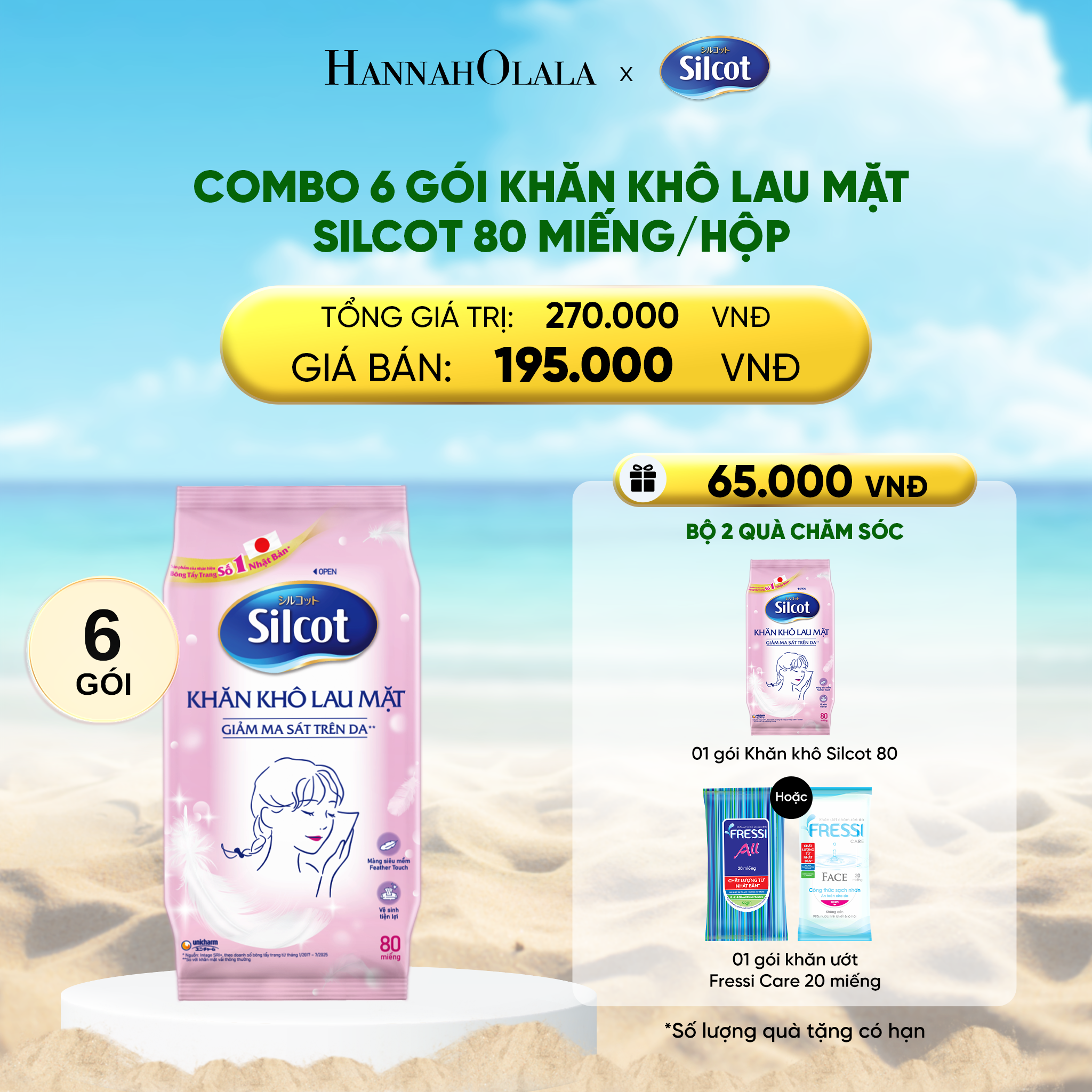 Combo Khăn Khô Lau Mặt Silcot 80 Miếng/Hộp