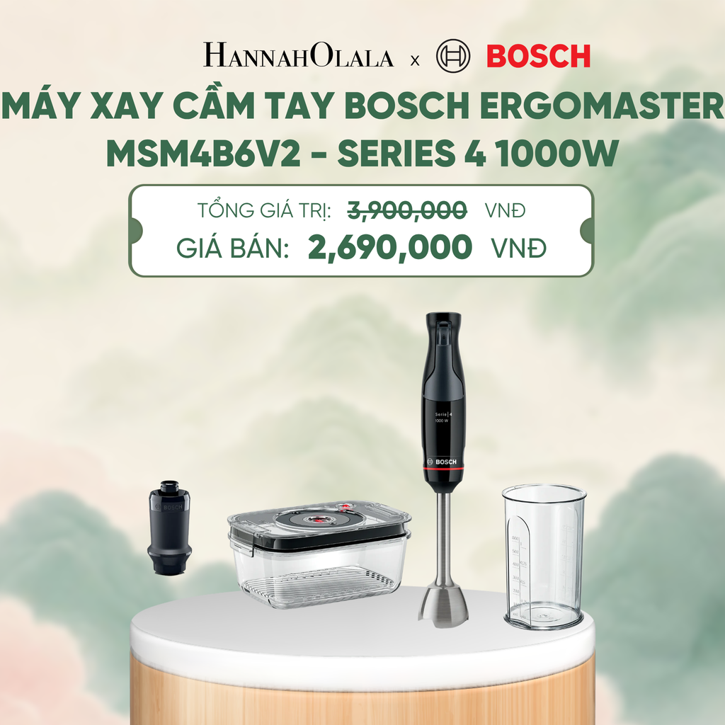  MÁY XAY CẦM TAY BOSCH ERGOMASTER MSM4B6V2 - SERIES 4 1000W - A1830 