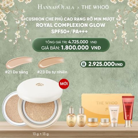  DEAL07: CUSHION CHE PHỦ CAO RẠNG RỠ MỊN MƯỢT THE WHOO ROYAL COMPLEXION GLOW SPF50+/PA+++ 