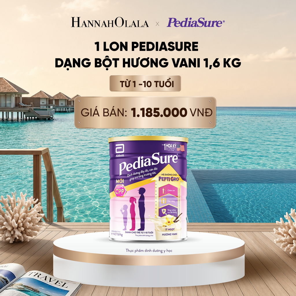 1 LON PEDIASURE DẠNG BỘT HƯƠNG VANI 1,6KG DEAL :_ D2163 