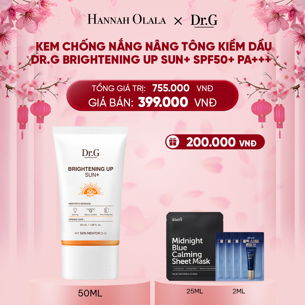  DEAL 7: KEM CHỐNG NẮNG DR.G BRIGHTENING UP SUN+ SPF50+ PA+++ 50ML NÂNG TÔNG KIỀM DẦU LÀM SÁNG DA 