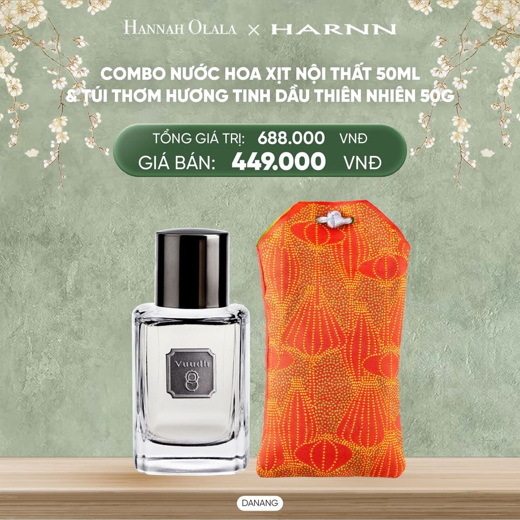  DEAL 8: COMBO NƯỚC HOA XỊT NỘI THẤT 50ML & TÚI THƠM HƯƠNG TINH DẦU THIÊN NHIÊN HARNN 50G 