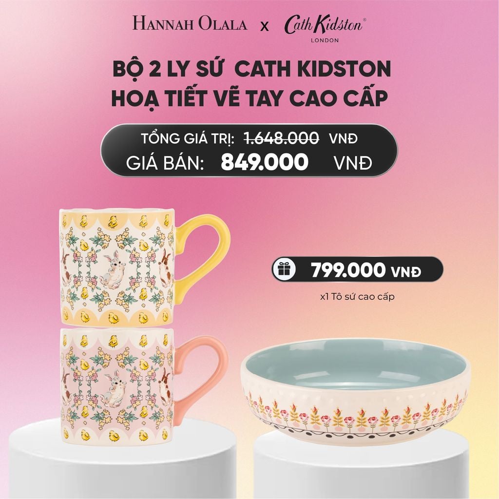  BỘ 2 LY SỨ HOẠ TIẾT VẼ TAY CAO CẤP CATH KIDSTON_A1976 
