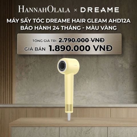  DEAL 6: DREAME HAIR GLEAM AHD12A MÁY SẤY TÓC ION ÂM 4 CHẾ ĐỘ SẤY NÓNG LẠNH 200 TRIỆU ION ÂM - BH 24 THÁNG 