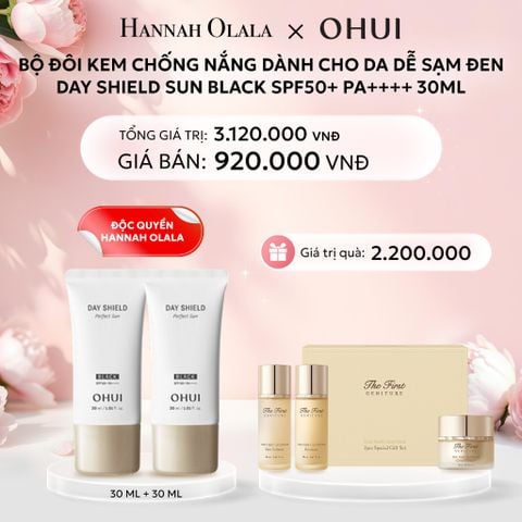  E787: DEAL 45: [ĐỘC QUYỀN HANNAH OLALA] BỘ ĐÔI KEM CHỐNG NẮNG DÀNH CHO DA DỄ SẠM ĐEN OHUI DAY SHIELD SUN BLACK SPF50+ PA++++ 30ML - [GIAO HÀNG TỪ 03/10] 