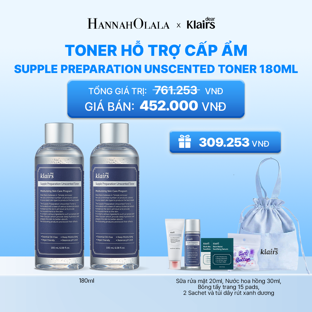  COMBO 2 PCS DEAR KLAIRS NƯỚC HOA HỒNG TONER 180ML /300ML_K170 