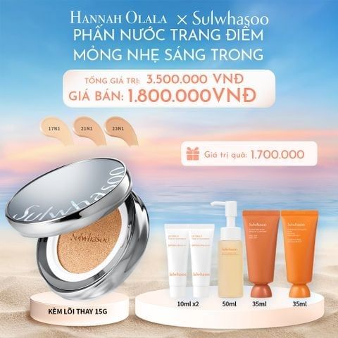  C80_DEAL 8: PHẤN NƯỚC TRANG ĐIỂM MỎNG NHẸ SÁNG TRONG (KÈM LÕI THAY THẾ) SULWHASOO PERFECTING CUSHION AIRY 15GX2 