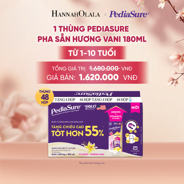  1 THÙNG PEDIASURE PHA SẴN HƯƠNG VANI 180ML (DÙNG CHO BÉ 1-10 TUỔI) DEAL 7: - A756 