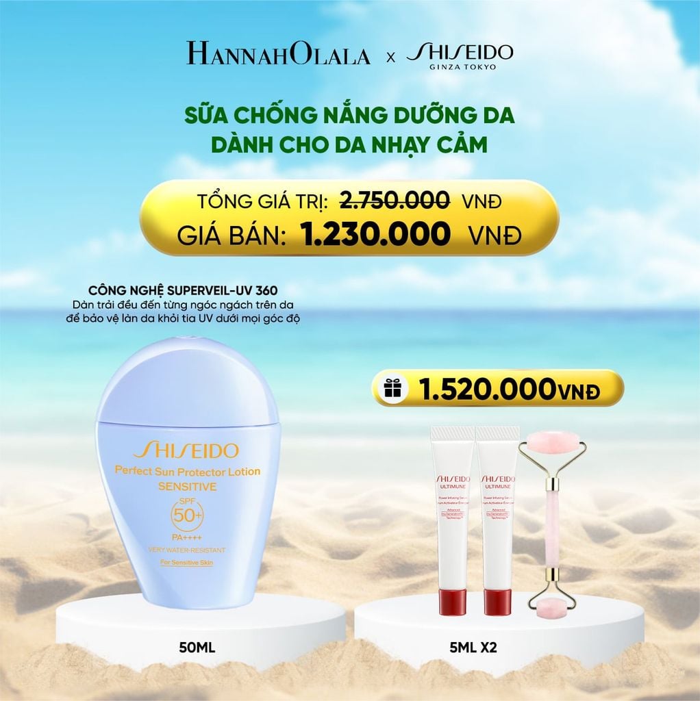  DEAL 7: SỮA CHỐNG NẮNG CHO DA NHẠY CẢM SHISEIDO GSC PERFECT SUN PROTECTOR LOTION SENSITIVE SPF50+ 50ML 
