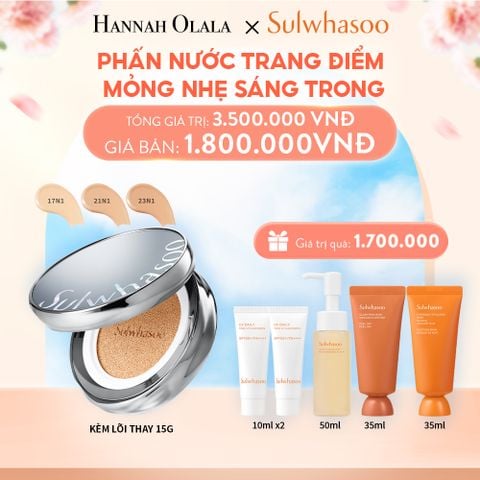  A768_DEAL 8: PHẤN NƯỚC TRANG ĐIỂM MỎNG NHẸ SÁNG TRONG (KÈM LÕI THAY THẾ) SULWHASOO PERFECTING CUSHION AIRY 15GX2 