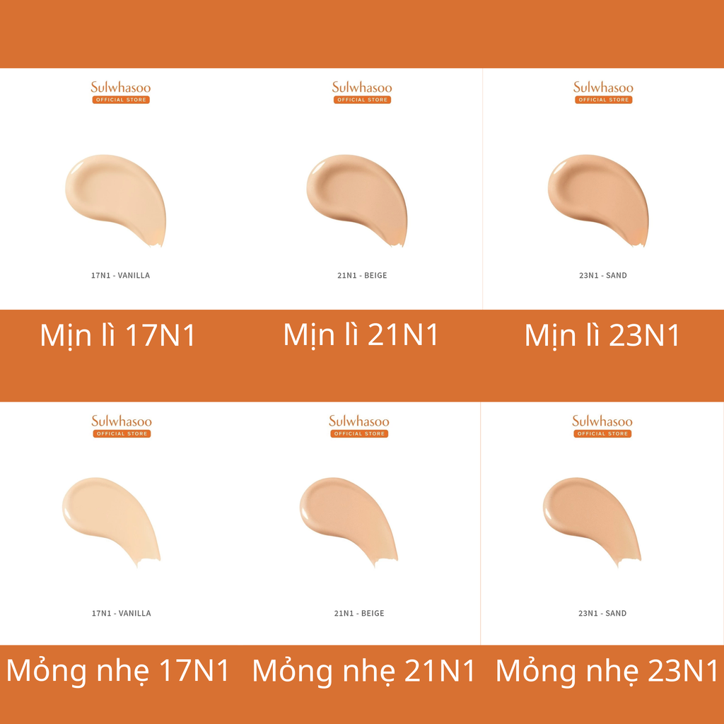  PHẤN NƯỚC TRANG ĐIỂM MỊN LÌ 24H (KÈM LÕI THAY THẾ) SULWHASOO PERFECTING CUSHION 15GX2 