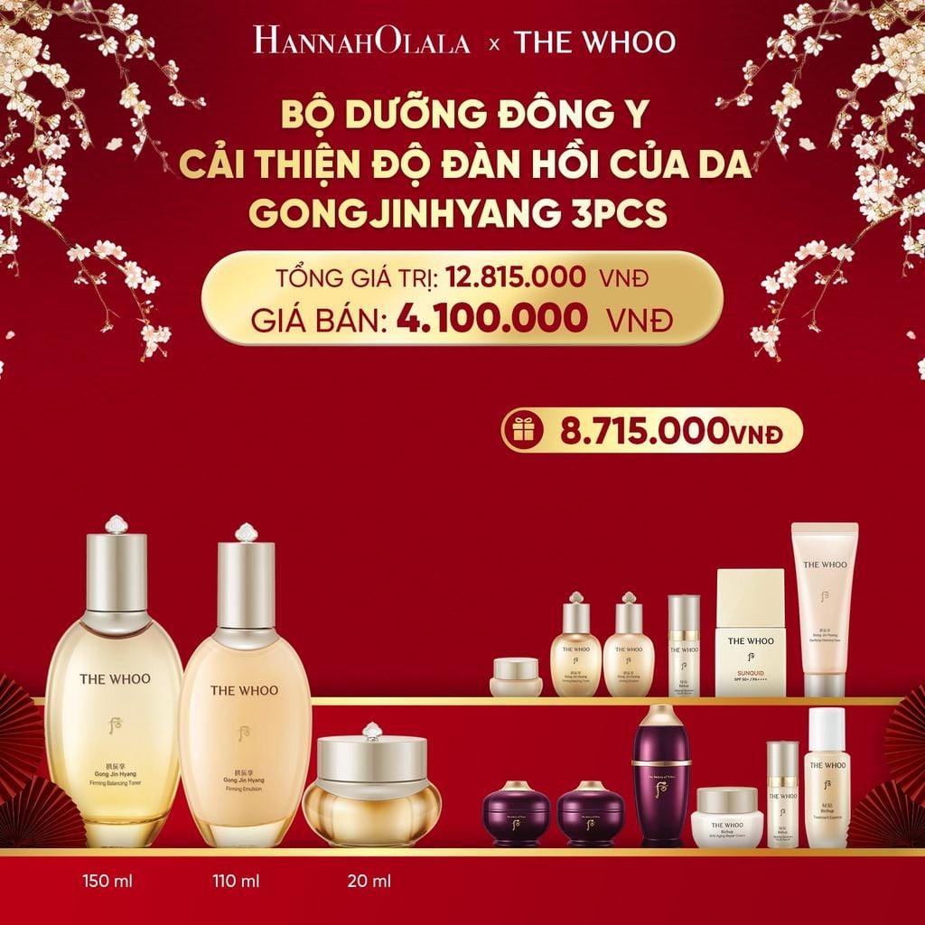  DEAL 08: PHIÊN BẢN ĐẶC BIỆT - BỘ DƯỠNG ĐÔNG Y CẢI THIỆN ĐỘ ĐÀN HỒI CỦA DA THE WHOO GONGJINHYANG 3PCS SPECIAL SET 