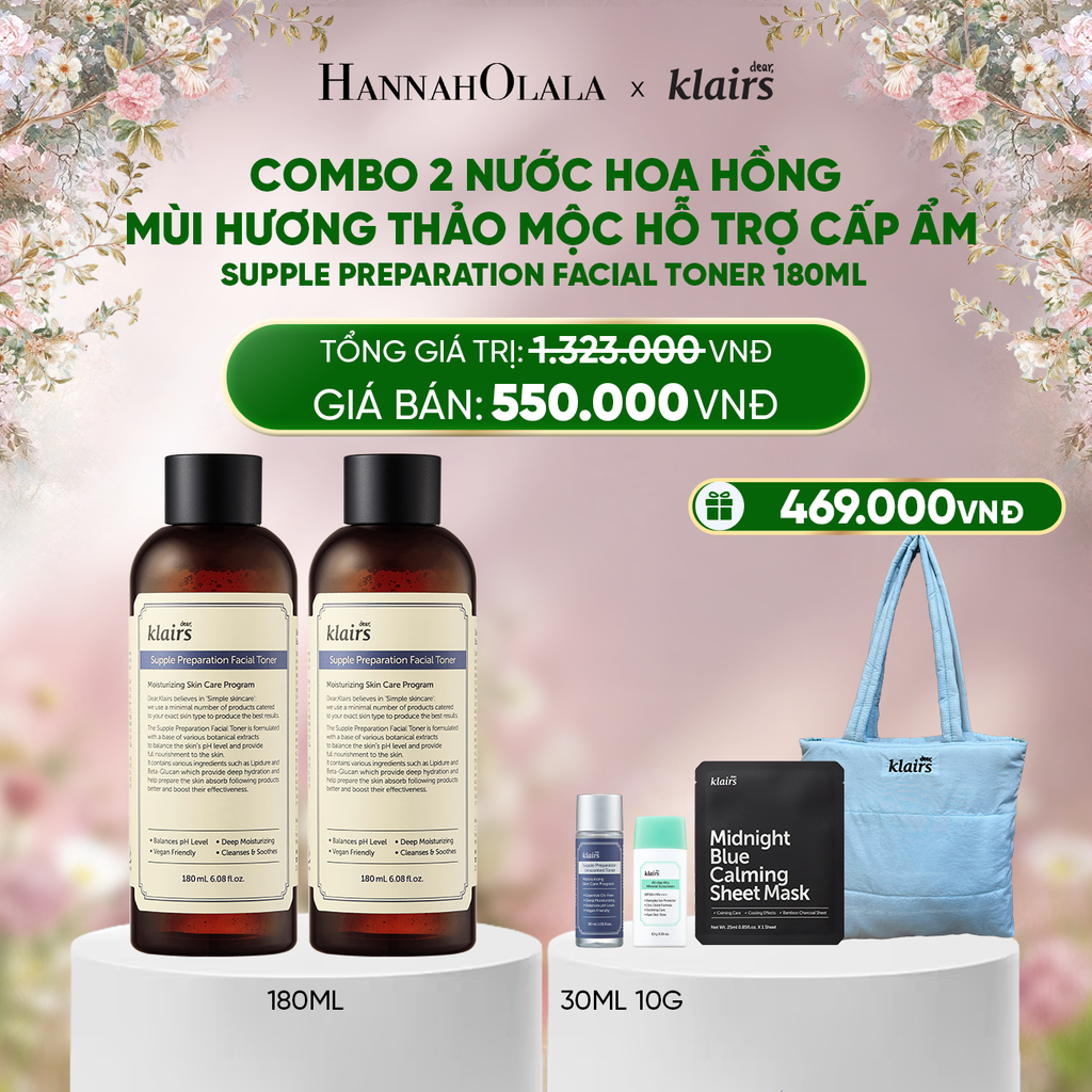  DEAL 7 : COMBO 2 DEAR, KLAIRS NƯỚC HOA HỒNG SUPPLE PREPARATION FACIAL TONER 180ML 
