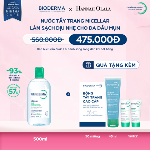  NƯỚC TẨY TRANG MICELLAR LÀM SẠCH CHO DA DẦU, MỤN 