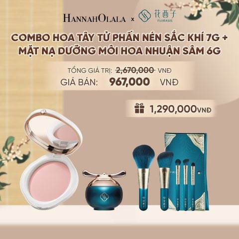  COMBO HOA TÂY TỬ PHẤN NÉN SẮC KHÍ 7G + MẶT NẠ DƯỠNG MÔI HOA NHUẬN SÂM 6G - A164 
