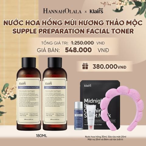 COMBO 2 DEAR, KLAIRS NƯỚC HOA HỒNG SUPPLE PREPARATION FACIAL TONER 180ML - A1659 