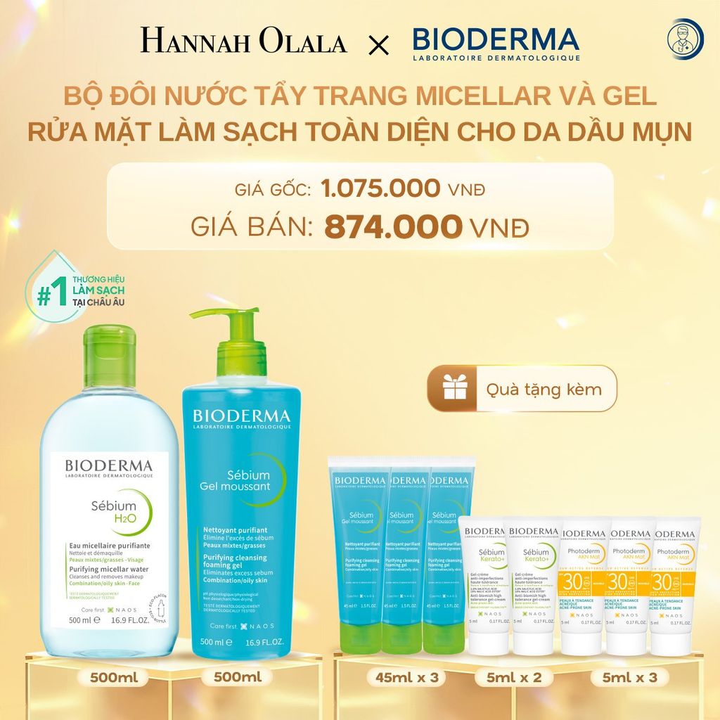  C348_DEAL 5: BỘ ĐÔI NƯỚC TẨY TRANG MICELLAR VÀ GEL RỬA MẶT LÀM SẠCH TOÀN DIỆN CHO DA DẦU,MỤN 