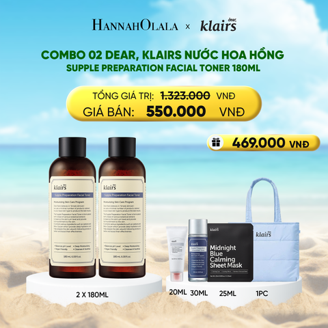  DEAL 7 : COMBO 2 DEAR, KLAIRS NƯỚC HOA HỒNG SUPPLE PREPARATION FACIAL TONER 180ML 