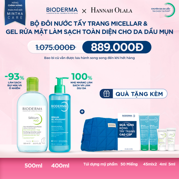  DEAL 7: BỘ ĐÔI NƯỚC TẨY TRANG MICELLAR VÀ GEL RỬA MẶT LÀM SẠCH TOÀN DIỆN CHO DA DẦUMỤN 