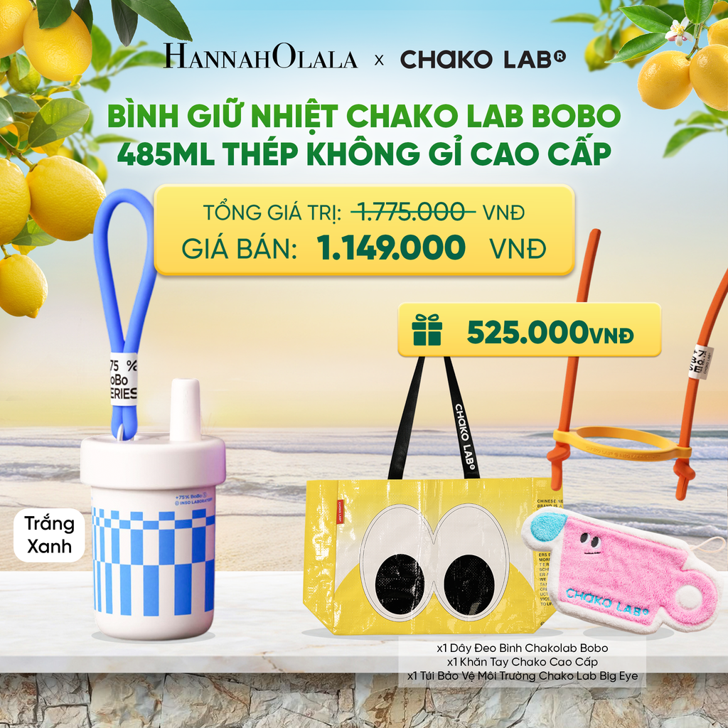  BÌNH GIỮ NHIỆT CHAKO LAB BOBO 485ML THÉP KHÔNG GỈ CAO CẤP 