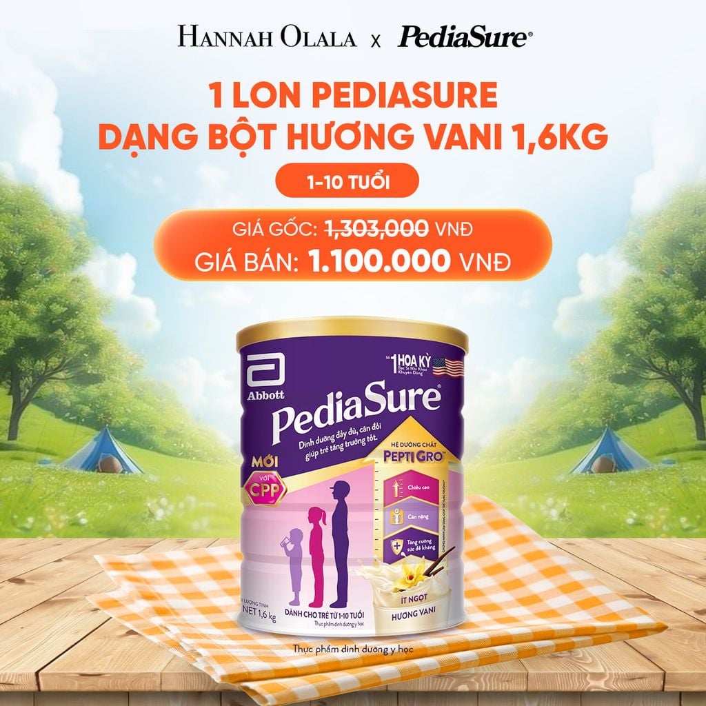  DEAL 7: 1 LON PEDIASURE DẠNG BỘT HƯƠNG VANI 1.6KG 