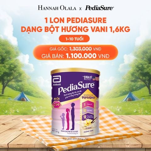  DEAL 7: 1 LON PEDIASURE DẠNG BỘT HƯƠNG VANI 1.6KG 