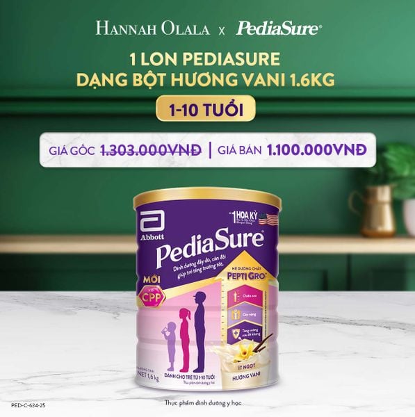  [FLASH DEAL] DEAL 7.1: 1 LON PEDIASURE DẠNG BỘT HƯƠNG VANI 1.6KG 