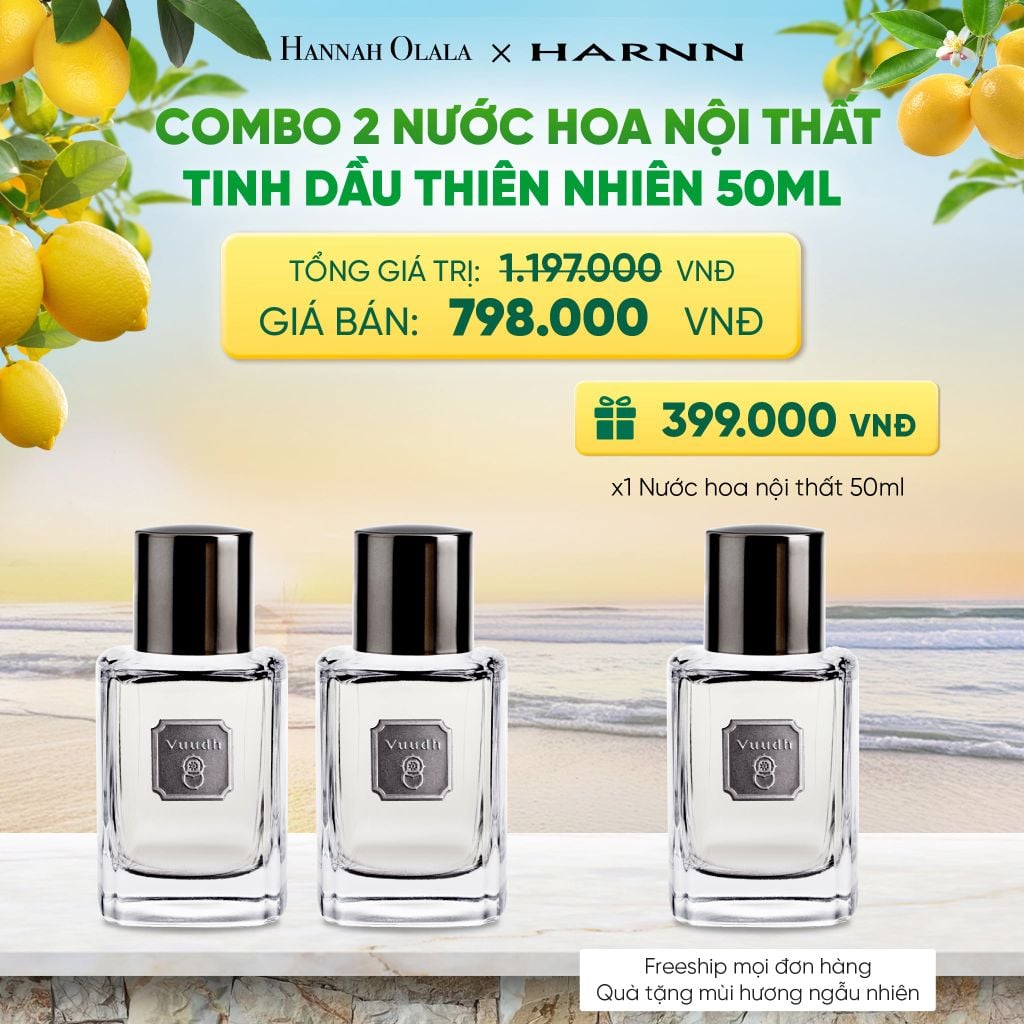 COMBO 2 NƯỚC HOA NỘI THẤT TINH DẦU THIÊN NHIÊN 50ML 