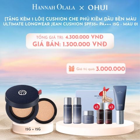  C53_DEAL 7: [TẶNG KÈM 1 LÕI] CUSHION CHE PHỦ KIỀM DẦU BỀN MÀU OHUI ULTIMATE LONGWEAR JEAN CUSHION SPF35+ PA+++ 15G - MÀU 01 