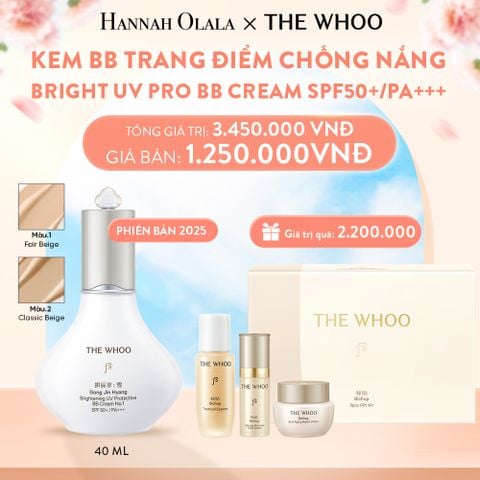  A926_DEAL07: PHIÊN BẢN 2025 - KEM BB TRANG ĐIỂM CHỐNG NẮNG WHOO SEOL BRIGHT UV PRO BB CREAM 40ML - MÀU 01/02 